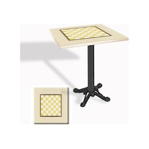 Çipa Döküm Ayak Kare Masa 80x80 Cm - Werzalit, Wermodin Ve Allzalit Tabla - Satranç Krem Çok Renkli