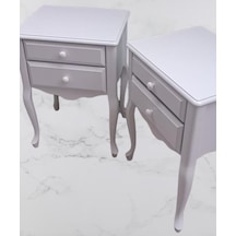 Komodin 90385 Klasik Kayın Aslan Ayak Çit Çekmece 2adet Parlak Beyaz Boya Elyapım