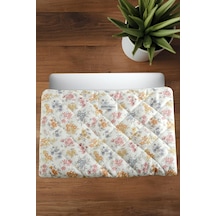 Takçalıştır Çiçek Desenli Labtop Bilgisayar Çantası 15 16 İnç Beyaz