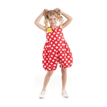 Denokids Kırmızı Beyaz Puanlı Kız Balon Tulum Çok Renkli
