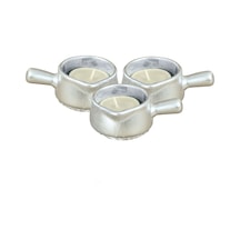 Mumluk Şamdan 3 Adet Tealight Uyumlu Üçlü Tava Model - Gümüş