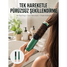 Düzleştirici Fırça Saç Düzleştirici Arada Fön Tarak Taşınabilir Yeni Nesil - Lisinya Yeşil