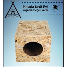 Melada Kedi Evi Dış Ortam Uygun Ahşap Kedi Evi Osb 34x27x24 Cm