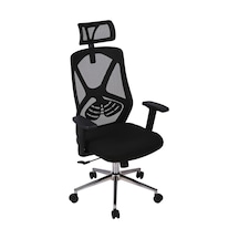Ofisbazaar Dolphin Siyah Fileli Yönetici Koltuğu Ergonomik Başlıklı Ofis Koltuğu Siyah Fileli Siyah