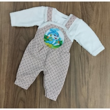 Egişbaby Kız - Erkek Bebek Tavşan Baskılı Salopet Takım Çok Renkli