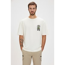 Bad Bear Blooms Beyaz Erkek Baskılı Tişört Beyaz