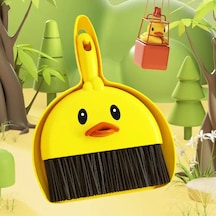 Kangvka Küçük Sarı Ördek Desenli Süpürge Ve Kömürlük Seti - Ev Temizliği İçin Eğlenceli Ve Dayanıklı, Çocuk Dostu, Kompakt Boyutlu