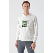 Slimfit Kapşonlu Önü Baskılı 2 İplik Erkek Sweatshirt 001
