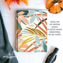 Çizgili 16x22 Cm 80 Yaprak Plastik Kapak Telli Defter Krem Renk 60 Gr Hafif Kağıt 1