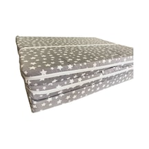 Tek Kişilik Katlanır Yer Yatağı Sünger Yatak Gri Yıldız 80x180 Cm-6 Cm