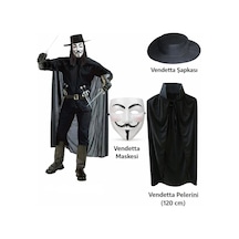 Magicool Vendetta Kostüm Seti Şapka Maske Pelerin 120 Cm