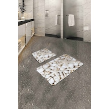 Kemik Deniz Kabuklu Banyo Halısı Klozet Paspas Seti Bs208n11