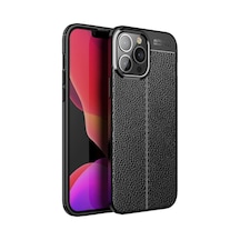 Smcase Apple Uyumlu iPhone 13 Pro Max Kılıf Deri Dokulu Silikon