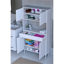 Eliusta Artex 100 Cm Yüksek Organizasyonlu Boy Dolabı 100x173x32,5 Cm Beyaz Banyo/mutfak Dolabı Beyaz