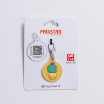 Cactus Desenli Qr Tag Evcil Hayvan Künyesi İsimlik Pet Tag Köpek Künyesi Kedi Künyesi Qr Kodlu Künye Sarı