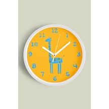 Sevimli Zürafa Çocuk Odası Duvar Saati - 42cm - Önü Camlı Beyaz Kasa - Sessiz Mekanizma-jh1144 Beyaz