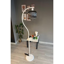 Mopa Beyaz Gövde Füme Cam Lambader Modern Dekoratif Metal Oturma Odası Çalışma Odası Zemin Lambası Füme