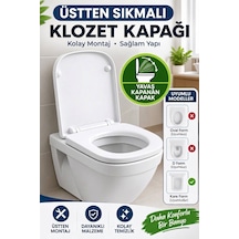 Kare Form Klozet Kapağı 35x43 Cm Soft Close Yavaş Kapanır Üstten Sıkmalı Beyaz