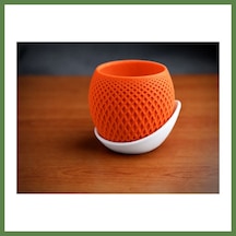 Bezos 3d Baskı Küre Saksı - Kafes Dokulu İki Parçalı Dekoratif Saksı - Turuncu-beyaz Hb006 68588557