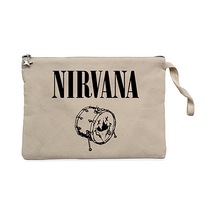 Nirvana Logo Classic Krem Clutch Astarlı Cüzdan / El Çantası Krem