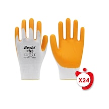 Beybi PN3 Sarı Polyester Örme Nitril İş Eldiveni 10 Beden 24 Çift