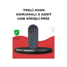 Isıya Dayanıklı 3 Usb Portlu Güvenlikli Priz Akıllı Enerji Yönetimi 1097 M