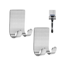 2'li Paslanmaz Çelik Metal Banyo Jilet Ve Traş Bıçağı Tutucu, Kendinden Yapışkanlı, Çift Askılı, Delme Gerektirmez, Su Geçirmez, Nemli Ortama Dayanıklı, Fayans, Mermer, Cam, Ahşap Uyumlu