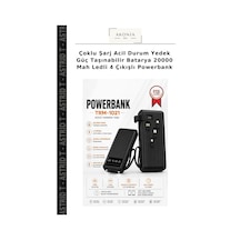 Çoklu Şarj Acil Durum Yedek Güç Taşınabilir Batarya 20000 Mah Ledli 4 Çıkışlı Powerbank Çok Renkli