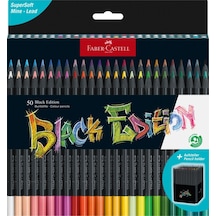 Faber-Castell Renkli kalemler Blackwood, Black Edition, 50'li kutu, parlak renkler, yumuşak çizgili, siyah ahşap