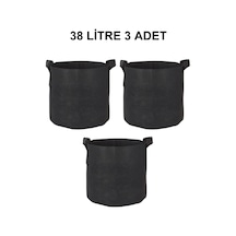Grow Wizard Kumaş Saksı Pot 38 Litre 3 Adet Siyah