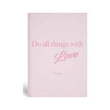 15x21 Keten Süresiz Planlayıcı Ajanda Defter Pembe Çok Renkli