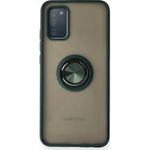 Samsung Galaxy  Uyumlu - A02s Kılıf Montreal Yüzüklü Silikon Kapak - Yeşil