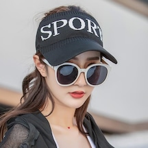 Shopiolog Vizör Şapka Unisex Siyah Yazlık Sport Baskılı Güneş Koruyucu Siyah