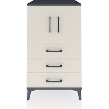 Hyperion Komodin 2 Raflı 3 Çekmeceli 2 Kapaklı 60x44x106 Antrasit-aytaşı Antrasit