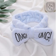 Fiyonklu Omg Saç Bandı Mercan Peluş Saç Bandı Mavi