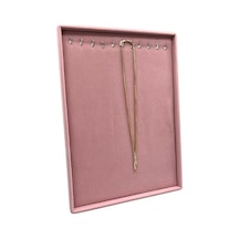 Yerli Üretim Süet Kumaş Pembe Renk 34/24 Cm Ayaklı Kolye Sergileme Standı Çok Renkli