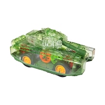 Sürtmeli Şeffaf Işıklı Tank Askeri Araç 15 Cm Yeşil Renkli