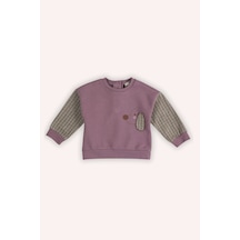 Kız Bebek Baskı Detaylı Gül Kurusu Sweatshirt 8408373