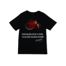 Stoned&Fame Unisex Siyah Gazi Mustafa Kemal Atatürk Baskılı T-shirt SIYAH