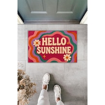 Rugmood Hello Sunshıne Renkli Retro Tasarım Dekoratif Kapı Önü Paspası 70x45 Cm Çok Renkli