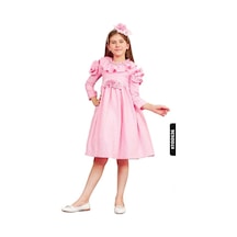 Xo Kids Fırfırlı Kristal Taş Ve Çiçek Baskılı Yay Başörtülü Kız Çocuk 2li Elbise 4-12 Yaş 6522 Pembe
