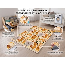 Turkıshrug Kıngdom Oval Kesim Yol Haritası Ve Sayılar Desenli Kaymaz Taban Yıkanabilir Çocuk Odası Halısı Çok Renkli