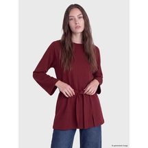 Lcw Modest Bordo Soft Touch Kadın Sweatshirt Tunik
