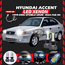 Hyundai Accent Admira 1999-2006 Uzun-kısa Far Uyumlu Şimşek Etkili Led Xenon Pro Series H4