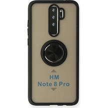 Mey İthalat Redmi Note 8 Kılıf Montreal Yüzüklü Silikon Kapak - Siyah Beyaz