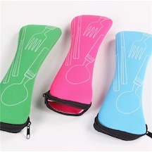 Novahub Kırmızı Taşınabilir Piknik Çatal Kaşık Çantası Seyahat Çatal Çanta Ambalaj Saklama Kutusu Sofra Kırmızı