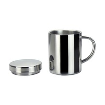 Pazly Cbtx 304 Çift Yalıtım Kahve Bardağı, Paslanmaz Çelik, 200 Ml, Kapaklı, Dayanıklı Gümüş