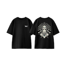 Thewert Undertale Oyun 2 Tasarım Sırt Baskılı Pamuk Siyah Oversize T-shirt