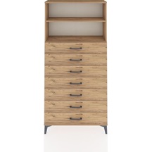 Arges Dolap 2 Raflı 7 Çekmeceli 88x30x182 Çam-çam Çam