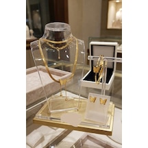 Kelebek New Gold Rengi Çelik Takı Seti Gümüş - Rose Gold